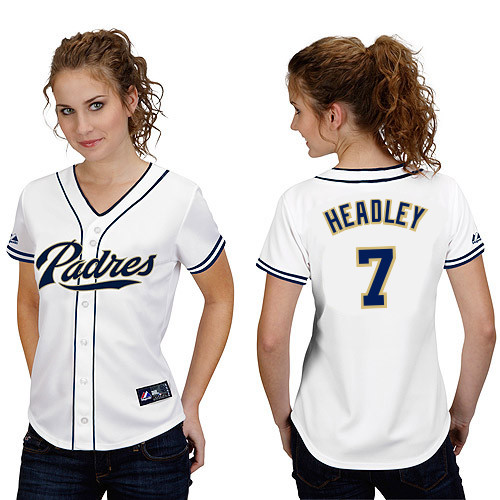 Chase Headley #7 mlb Jersey-San Diego Padres Women's Authentic Home White Cool Base Baseball Jersey